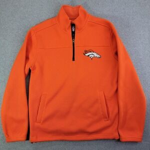 Denver Broncos Sweatshirt Mens Medium Orange NFL Football GIII Quarter Zip